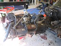 Day 1 powertrain removal. The engine and transmission were VIN matching and thus still all 100% original. Of course, I am not using any of it. Going back with big block and TH400.