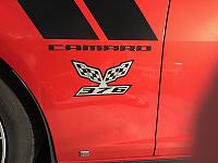 Hand drawn and cut vinyl fender badge 376 on checkered flag