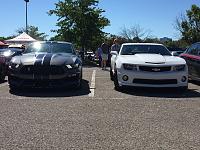 Making friends with the enemy. My buddy's GT350.