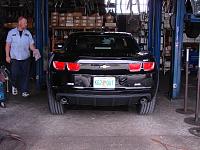 Mufflers Removed, Coming Down Off Of Lift.