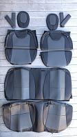 iggee Two-Tone Black/Charcoal Synthetic Leather Material Front/Rear Seat Covers