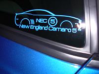 NEC5 Decal applied to side quarter window.