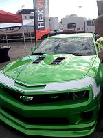 Black vents on a green Camaro that were installed at the Camaro 5 Fest in Indianapolis.
