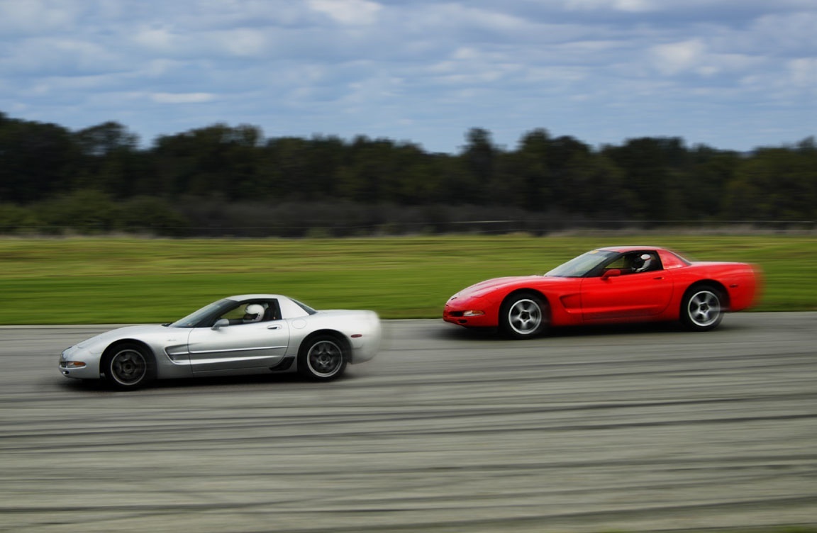My friend Kristin and I playing cops and robbers at GingerMan Raceway.
