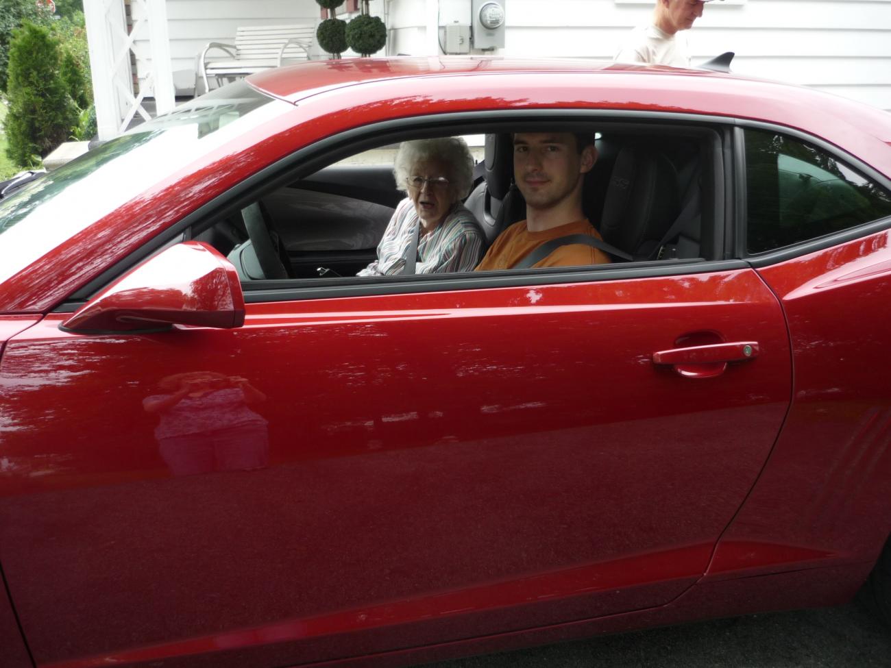 Grandma wanted to see the new car.