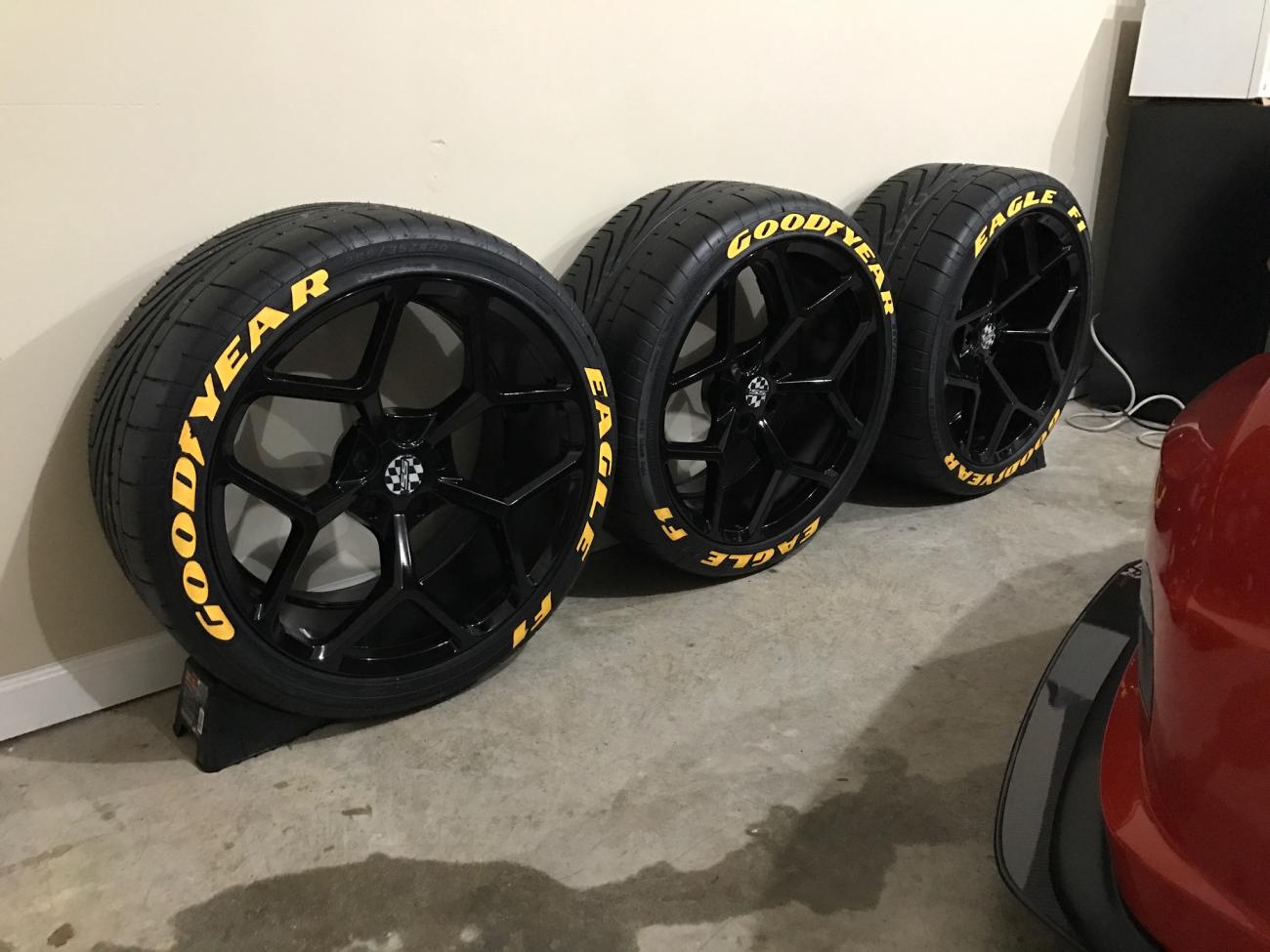 New lettered tires mounted on Z28 replica wheels