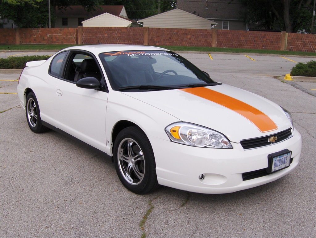 2007 Monte Carlo LT3 with the 3.9 V6, flow master exhaust, custom hood and deck stripes, custom 18" wheels
