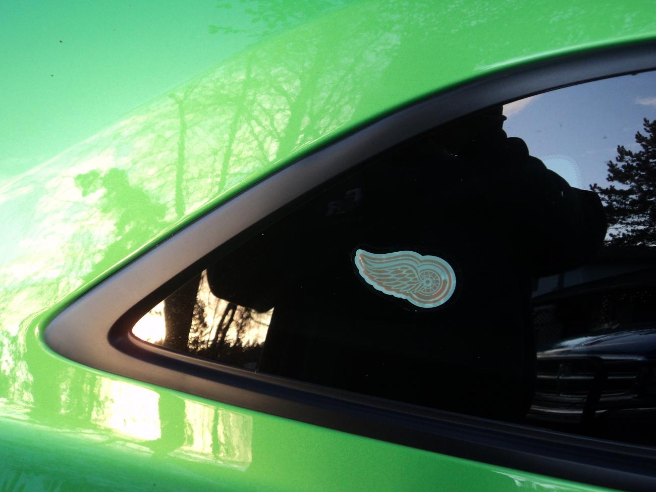 The only red thing on our car.