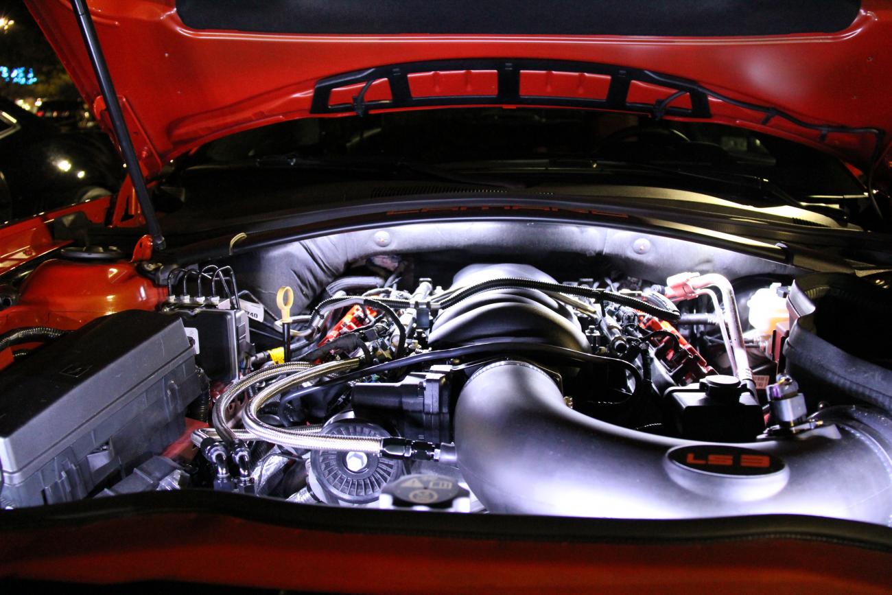 Engine bay night picture front view